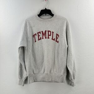 Vintage Champion Reverse Weave Sweatshirt Temple‎ University Gray Size S  Logo
